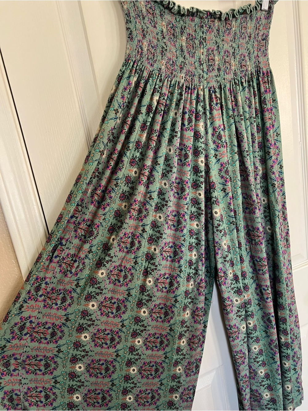 Natural Life Smocked Wide Leg Palazzo Pants Floral Boho L - Picture 10 of 12